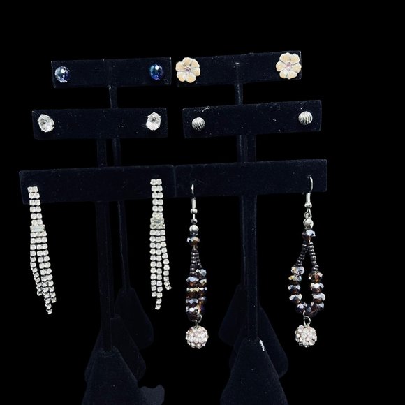 Jewelry - Lot Of 6 Silver Tone Pierced Earrings (4578)